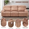 thumbnail image 3 of SHANNA Faux Leather Recliner Chair Covers, 4-Piece Stretch Reclining Sofa Slipcovers with Pocket, Washable Furniture Protector (Tan, 3 Seater), 3 of 9