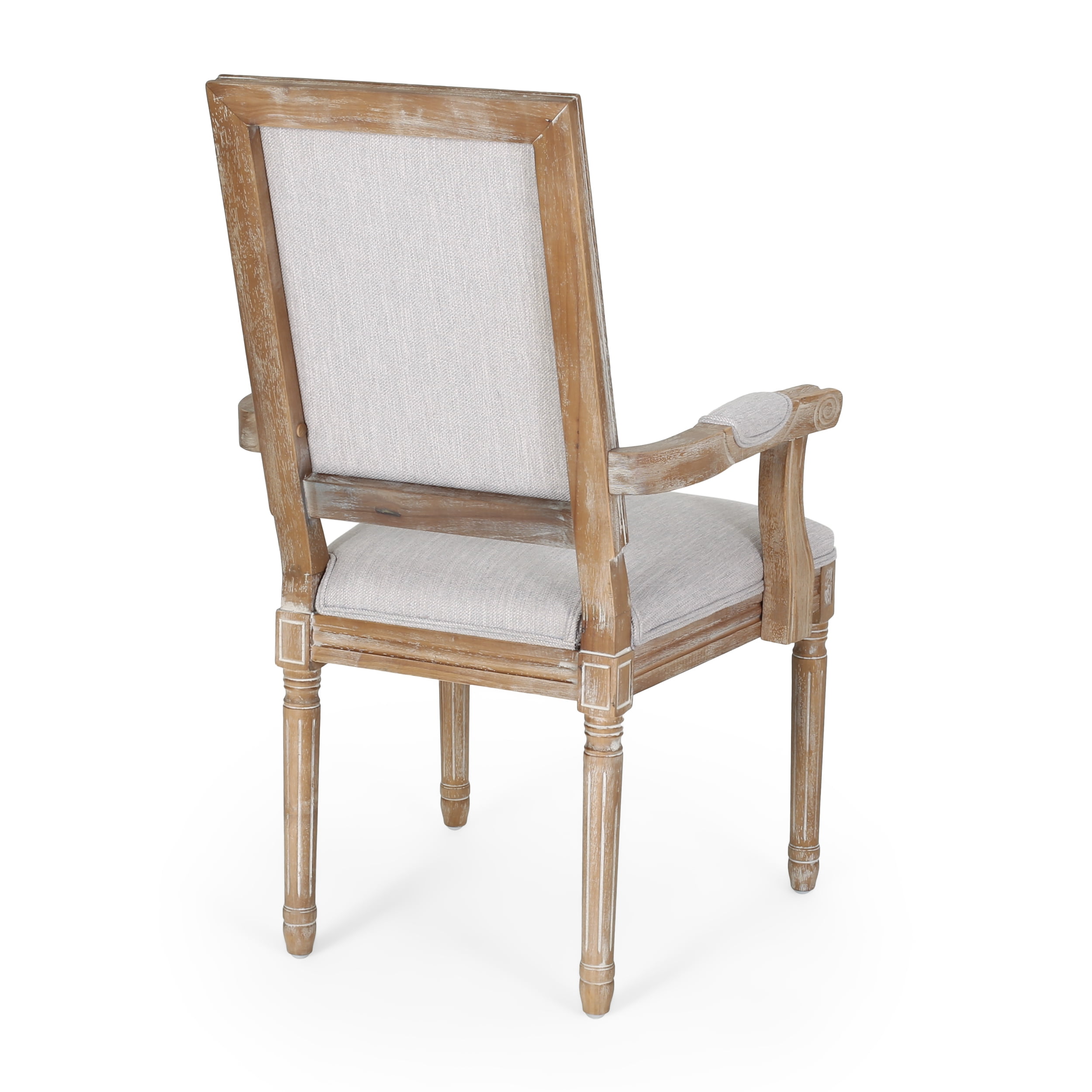 Noble House Aisenbrey French Fabric Dining Chair, Set of 4, Light Gray