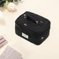 thumbnail image 3 of Unique Bargains 1 Pc Handheld Bow Embroidery Makeup Bag Black Polyester, 3 of 4