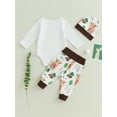 thumbnail image 4 of Wassery 3PCS Newborn Baby Boy Clothes Western Cowboy Letter Printed Bodysuit Romper Pants Hats Coming Infant Home Outfits 0-18M, 4 of 8