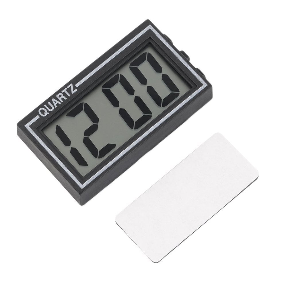 N/V Black Plastic Small Size Digital LCD Table Car Dashboard Desk Date Time Calendar Small Clock With Calendar Function TS-CD92 