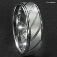 thumbnail image 3 of Tungsten Rings for Men Wedding Bands for Him Womens Wedding Bands for Her 8mm Silver Sandblasted Finish Groove, 3 of 8