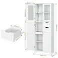 thumbnail image 3 of Homfa 67" Tall Bathroom Cabinet, White Linen Cabinet with Doors and Removable Drawers, Kitchen Cupboard, 3 of 11