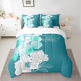 thumbnail image 2 of Manfei Vintage Floral 7pcs Bedding Comforter Set,Ink Painting Artistic Queen Bedding Sets,Cyan White Queen Sheet Sets For Adults,Ultra Soft Home Decor Reversible, 2 of 8