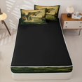 thumbnail image 4 of Manfei Western Pike Fish Zipper Twin Comforter Sets with Fitted Sheet and 2 Pillowcases, Rustic Lake House Zipper Bedding Set, Golden Gray, Black Reversible, 4pcs, 4 of 7