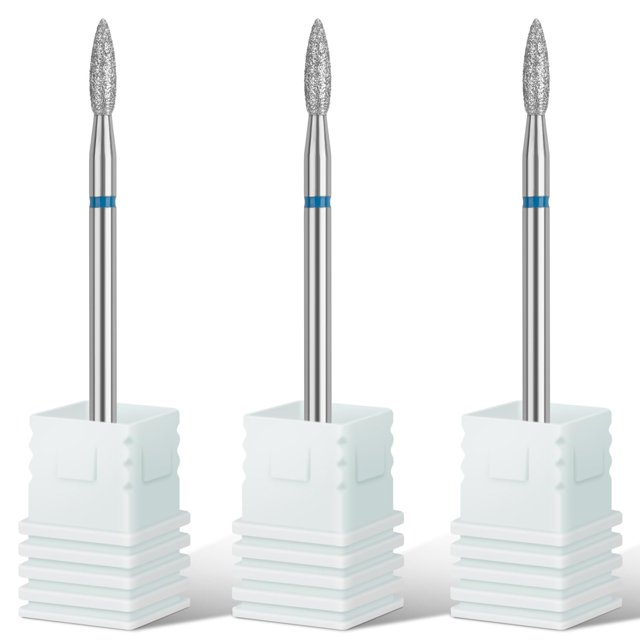 Rolybag Brocas para cutículas y uñas, broca para cutículas en forma de llama para uñas, broca de diamante 3/32, taladro profesional para limpieza de cutículas de seguridad para eliminar cutículas eléc