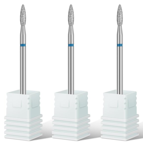 Rolybag Cuticle Nail Drill Bits Flame Shape Cuticle Drill Bit For Nail Diamond Drill Bit 3/32 Professional Safety Cuticle Clean Drill For Electric Remove Cuticle Dead Skin Manicure Tools (Medium)