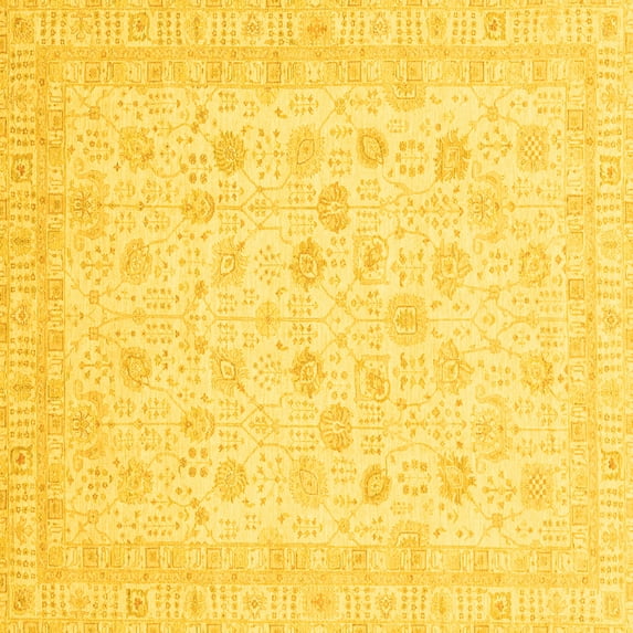 Ahgly Company Indoor Square Oriental Yellow Traditional Area Rugs, 8' Square