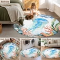 thumbnail image 5 of Round Rug 5Ft Washable Non-Slip, Jellyfish Coastal Circle Area Rugs for Living Room Bedroom, Summer Nautical Starfish Coral Ocean Indoor Floor Mats Carpet Runner for Home Decor Aesthetic, 5 of 8