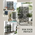 thumbnail image 4 of Resenkos Decorative Privacy Screen Outdoor Divider, 6.5' Decorative Outdoor Divider, Metal Privacy Screen with Stand, Leaf Motif, Brown, 4 of 11