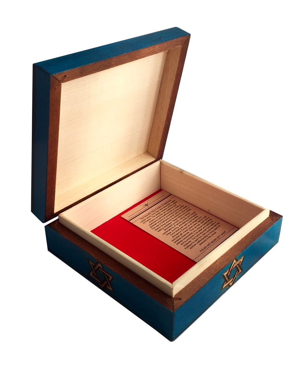 Blue Judaica Keepsake Menorah with Star of David Polish Handmade Wood Box 