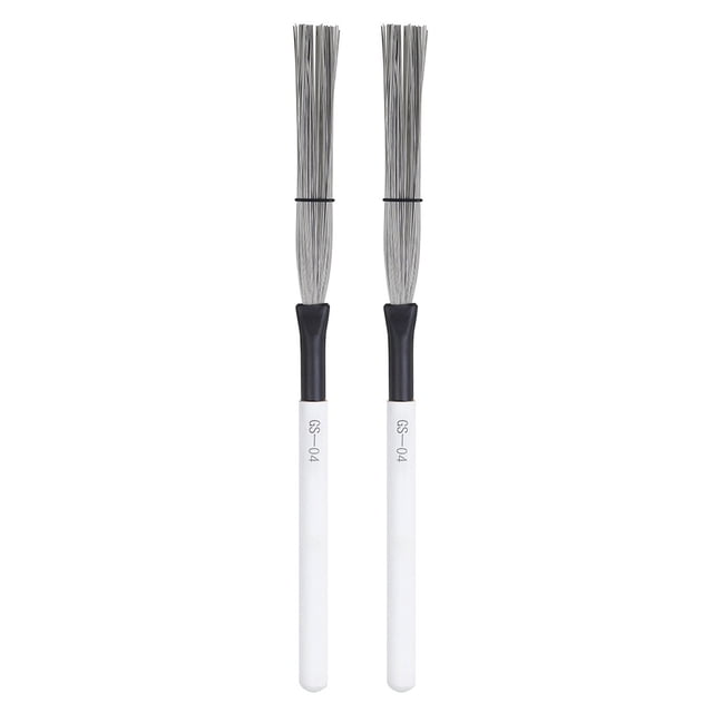 Toystoory Paquete de 2 cepillos de tambor palo de cajón de acero de alto carbono multicolor suministros de instrumentos profesionales cepillos Accesorios para instrumentos musicales Blanco