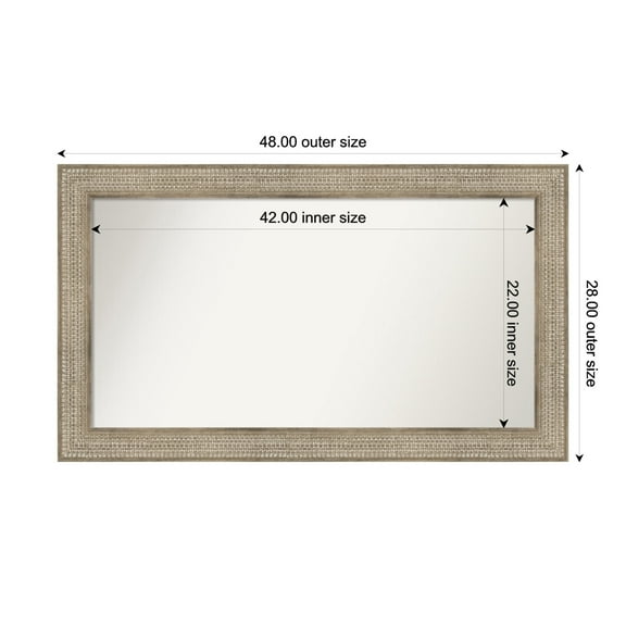 Amanti Art Custom Wall and Bathroom Mirror (28 x 48 in.), Trellis Silver Frame