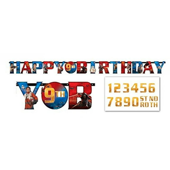 Amscan 1 CountStar Wars Episode Vll Jumbo Add-An-Age Letter Banner, Multicolor