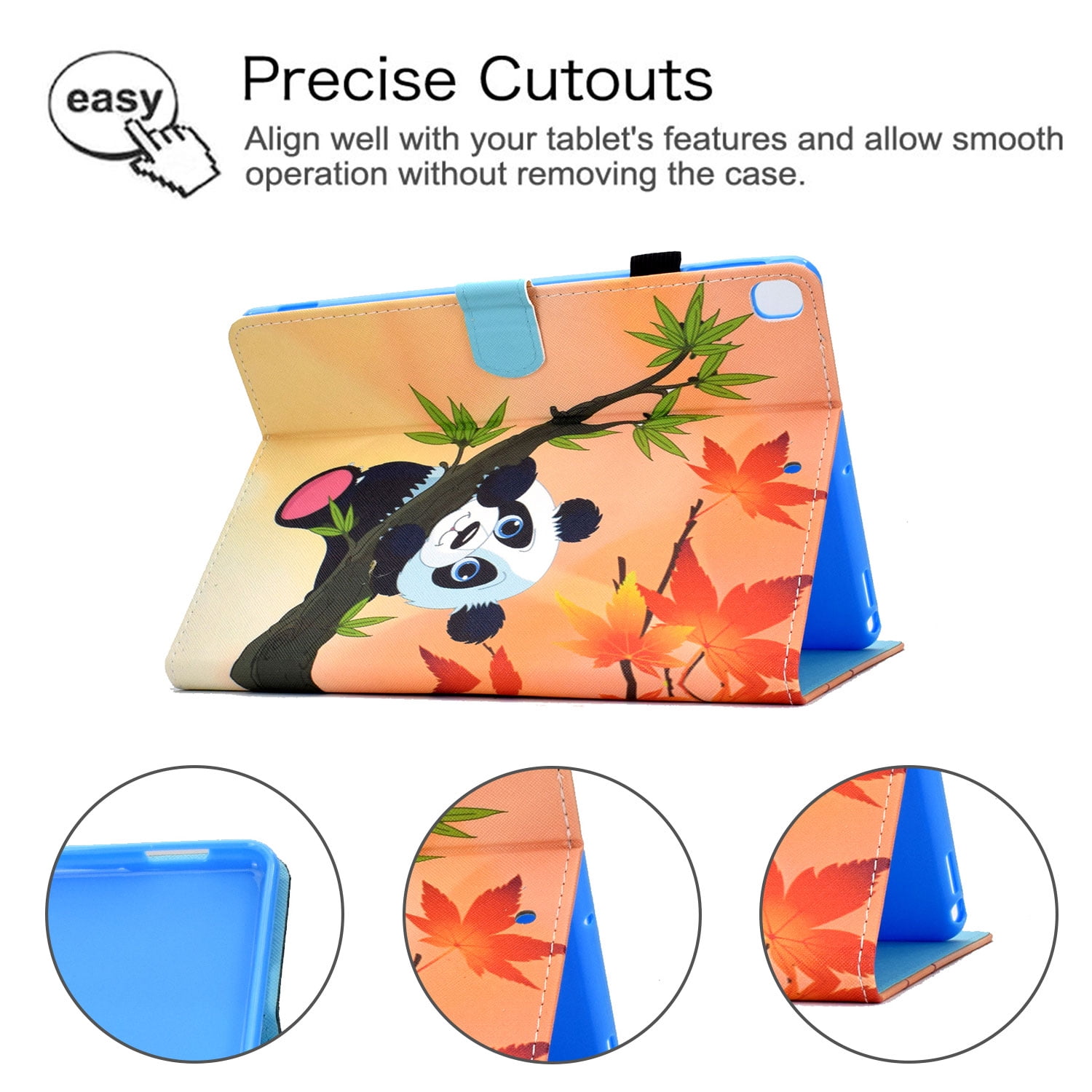 Allytech iPad 10.2" Case Cover with Pencil Holder, PU Leather Slim Shell Flip Multi Angle Stand Auto Sleep Wake Shockproof Full Protection TPU Back Cover for Apple iPad 10.2" 2019, Panda