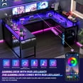 thumbnail image 3 of U Shaped Computer Gaming Desk, Reversible L Shaped Desk with Power Outlets, LED Strip & Monitor Stand, Large Corner Desk with Storage Shelves for Home Office, 3 of 9
