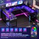 thumbnail image 4 of Yeshouse Mesa de juego, Mesa de computadora en forma de U, Mesa Gamer, Mesa de computadora de 126 pulgadas con soporte de Monitor y luces LED, 4 of 9