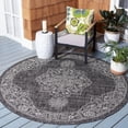 thumbnail image 2 of SAFAVIEH Courtyard Lynna Medallion Indoor/Outdoor Area Rug, Black/Grey, 6'7" x 6'7" Round, 2 of 8