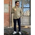 thumbnail image 3 of COOFANDY Men's Casual Button Down Shirts Long Sleeve Untucked Shirts Regular Fit Linen Shirt, 3 of 6