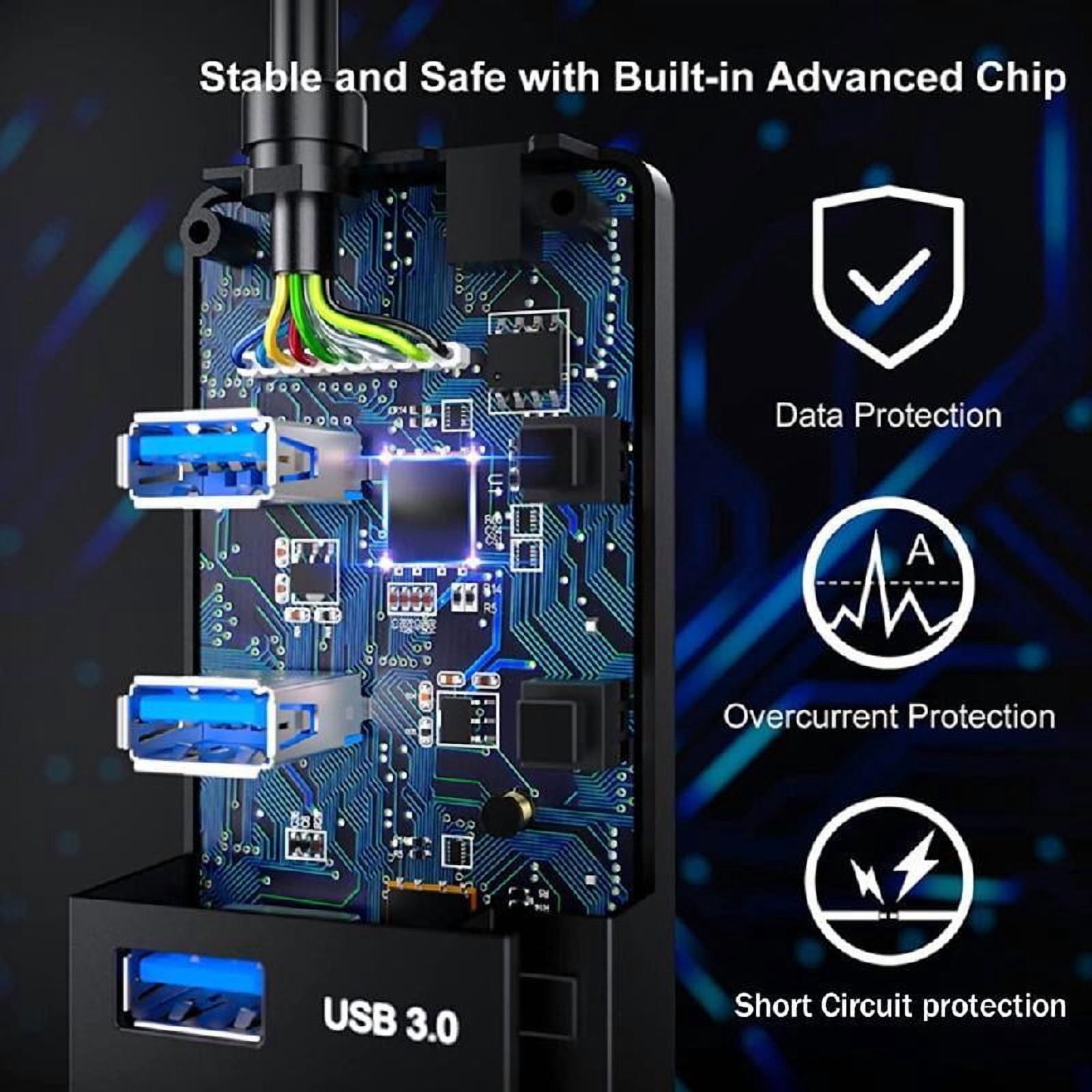 8 Port USB 3.0 2.0 Hub Multi USB Port Hub with Individual Switches Light