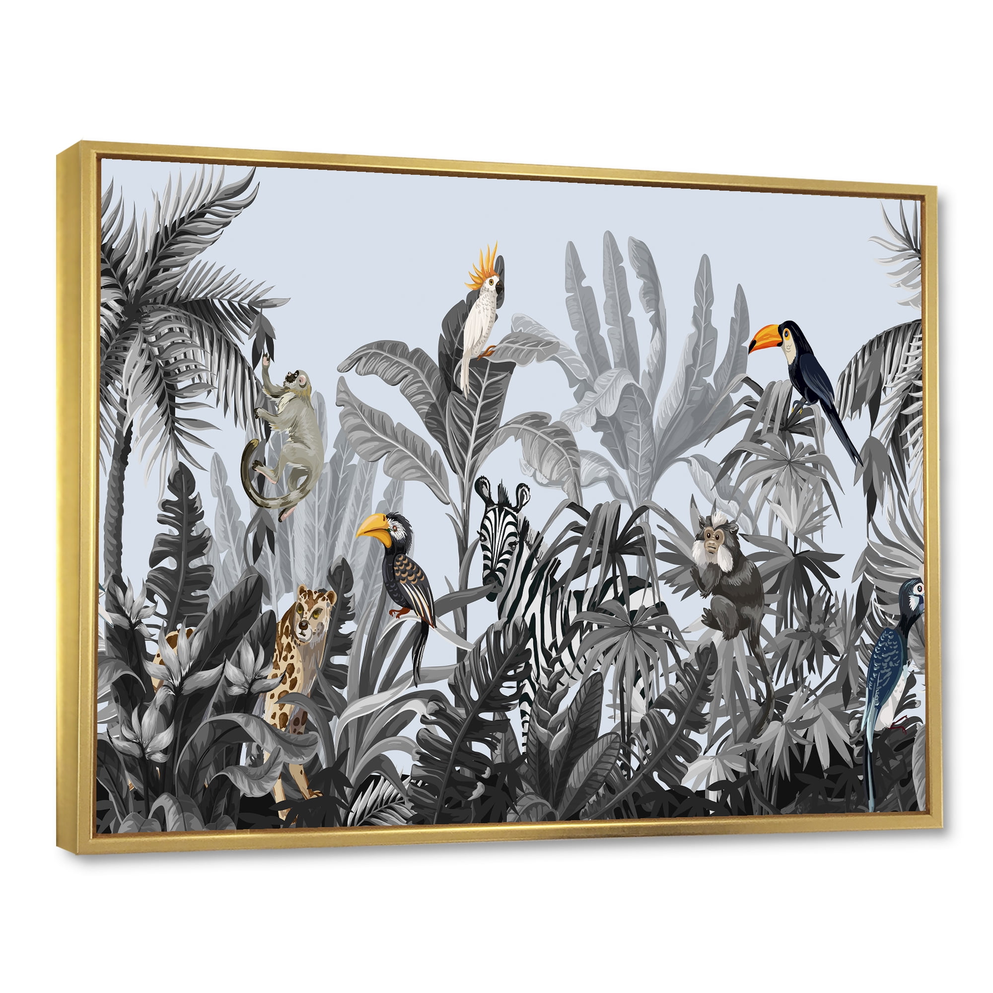 Designart 'Birds and Peonies With Chinoiserie VIII' Farmhouse Framed Canvas Wall Art Print
