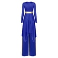 thumbnail image 6 of iiniim Women Liturgical Dancewear Long Sleeve Praise Dance Tunics with Wide Leg Baggy Pants Blue M, 6 of 7
