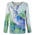 thumbnail image 4 of Hauts d'Été pour Femmes Impression Animale Col Rond Manches Longues Blouse Décontractée Blouses d'Été pour Femmes en Solde, 4 of 5