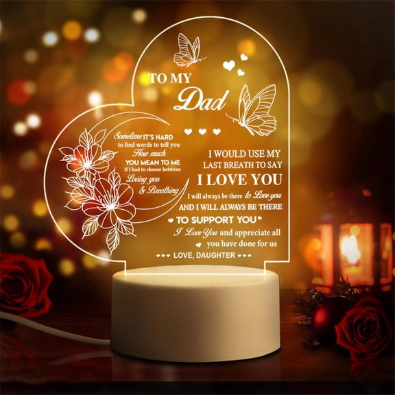 Dad Night Light - Acrylic Engraved Lamp for Fathers Day, Birthday & Christmas Gifts