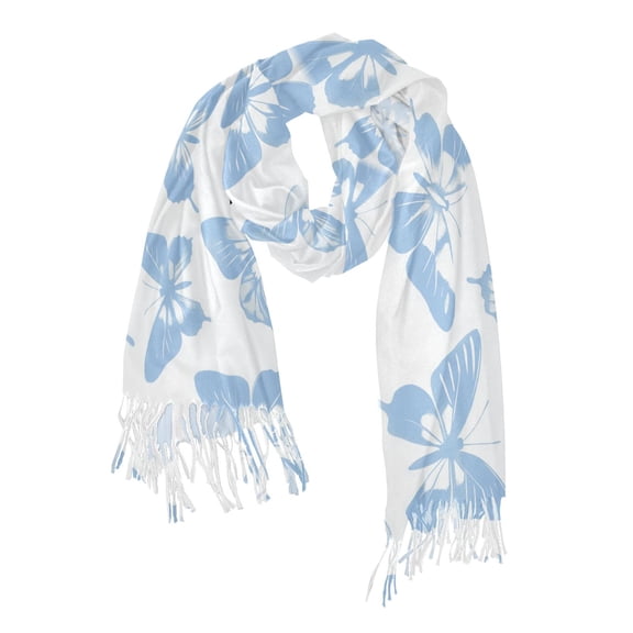 FORMRS Womens Scarf Winter Soft Long Big Warm Shawls Wrap Tassel Scarves, Blue Butterfly