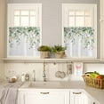 thumbnail image 4 of Green Eucalyptus Kitchen Curtains Valances and Tiers Set of 3, 24 Inch Length Tier Curtains and Valance Rod Pocket Valance Curtains Set for Kitchen Bathroom Small Windows, 4 of 8