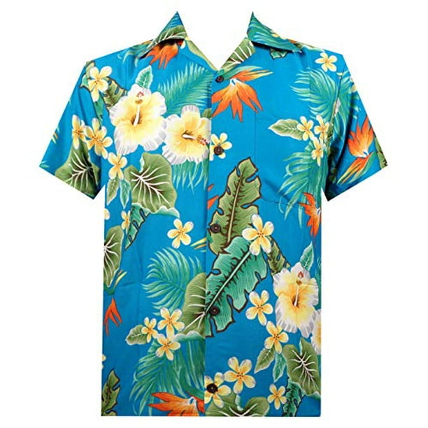 Alvish - Hawaiian Shirt 46 Mens Flower Leaf Beach Aloha Party Camp ...
