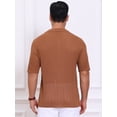 thumbnail image 3 of DARING DIVA Men's Striped Summer Short Sleeve Knitted See Through Shirts 2XL Brown, 3 of 7