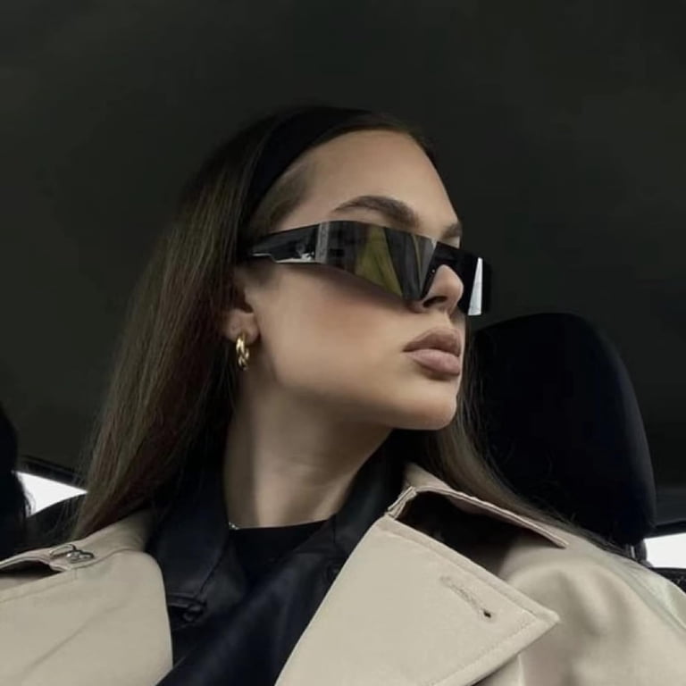 Futuristic Wrap Around Sunglasses Silver Trendy Rimless  display picture 1