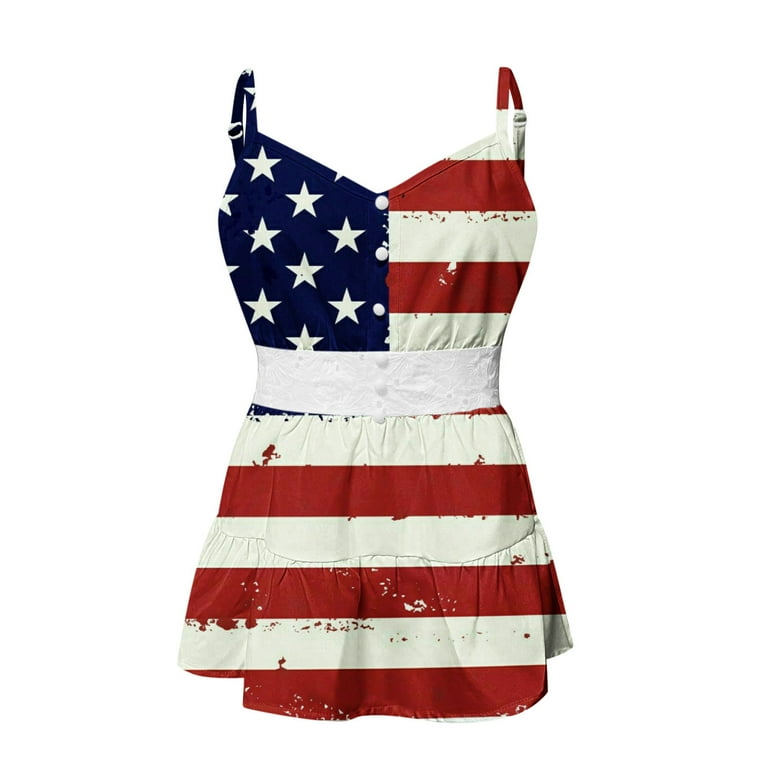 トップス Ameri FLARE SHIRT WITH VEST AnuirheiH American Flag Tank Tops for Women 4th of July