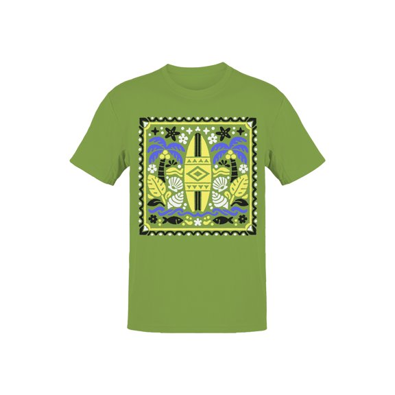 Tropical Surf Design: Palm and Waves Men's T-shirt Green
