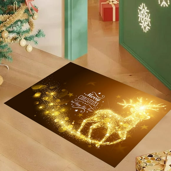 Christmas Floor Mat Holiday Decoration Entrance Hall Bedroom Living Room Delicate Edging Non Slip Foot Mat