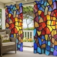 thumbnail image 3 of Blue Red Yellow Outdoor Curtains for Patio Waterproof,Windproof Privacy Curtains with Weighted Bottom,Modern Colored Rainbow Stained Glass Outside Drapes for Picnic Garage Yard 54"x108" 2 Panel, 3 of 8
