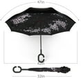 thumbnail image 3 of Flexzion Double Layer Inverted Umbrella - Cars Reverse Umbrella Inside Out Windproof UV Protection Big Straight Umbrella w/ Reverse Folding for Rain Sun Outdoor, Self Standing & C-Shaped Handle (Sakura), 3 of 8