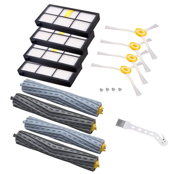 Replacement Kit for iRobot Roomba 980 960 880 870 860 805 (800&900 Series) Vacuum Cleaner Accessory 4 Roller, 4 Hepa Filter, 4 Side Brushes