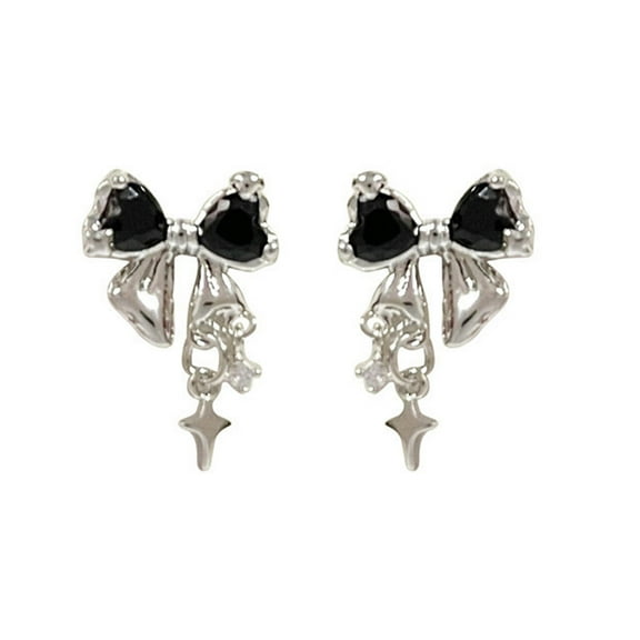 SUSHANG Black Bow Earrings Black Bow Knot Earrings Temperament Light Luxury Stud Earrings Earrings