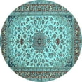 thumbnail image 1 of Ahgly Company Indoor Round Medallion Light Blue Traditional Area Rugs, 6' Round, 1 of 4