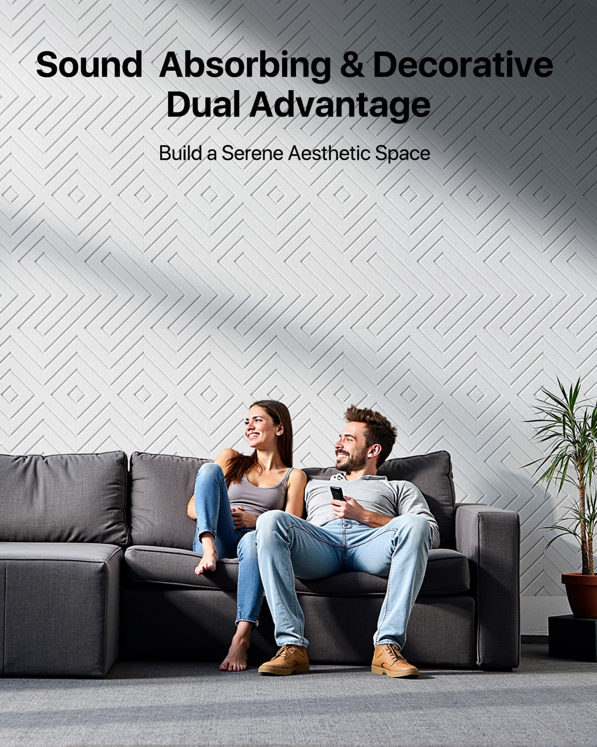 Soundsbay Soundproofing Panels, Self-Adhesive Acoustic Panels 12"x12"x0.4", 12 Pack White Sound Proof Panels for Walls, Door, Ceiling, Home Office