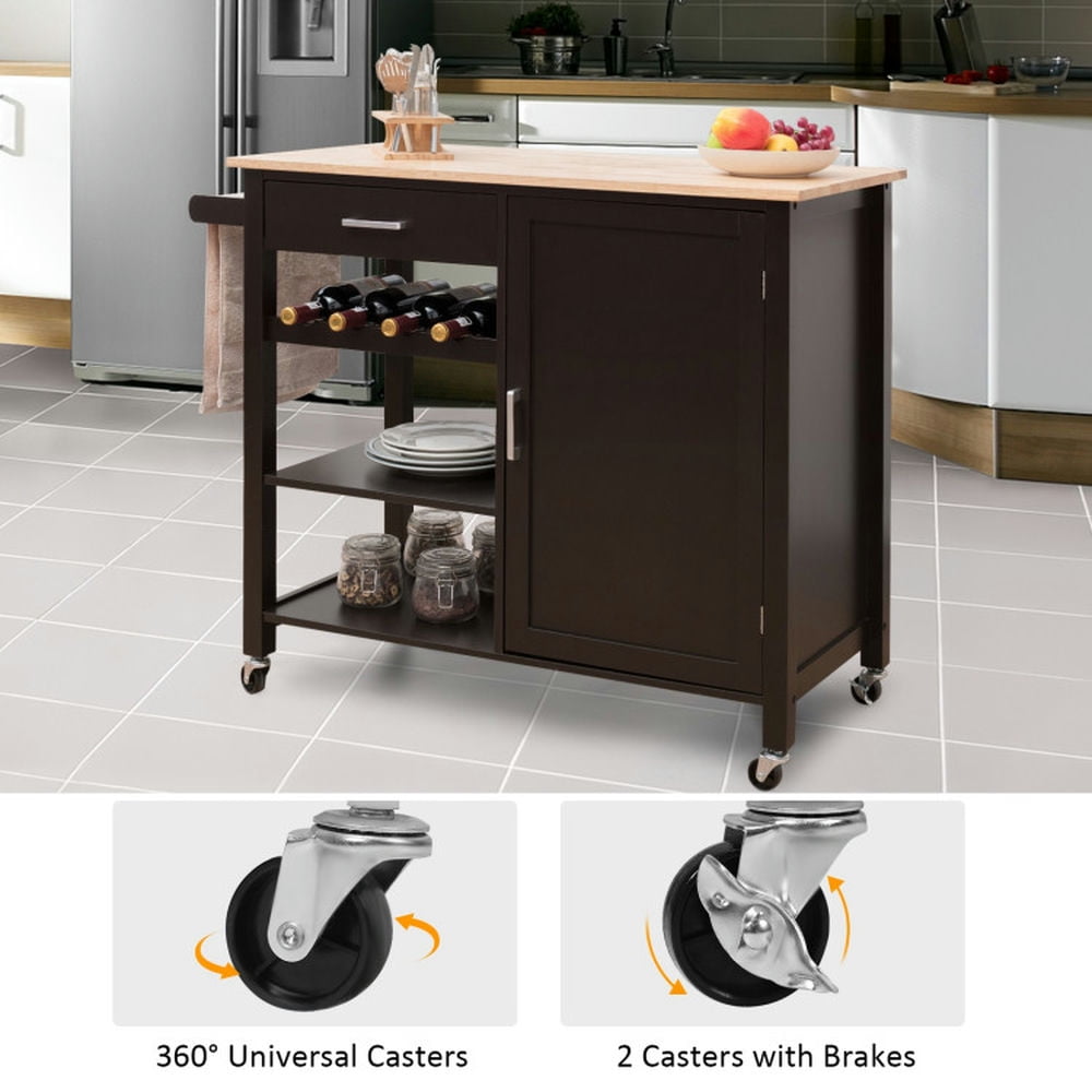 Finihen Rolling Cart, Kitchen Island Cart, Kitchen Island Cart Rolling Serving Cart Wood Trolley, for Kitchen, Dining Room, Brown Finihen Rolling Cart, Kitchen Island Cart, Kitchen Island Cart Rolling Serving Cart Wood Trolley, for Kitchen, Dining Room, Brown