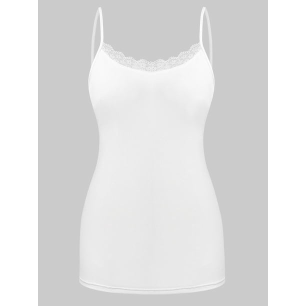 Top de Tirantes Finos de Encaje de Talla Extra Rosegal Camisetas sin mangas de talla grande