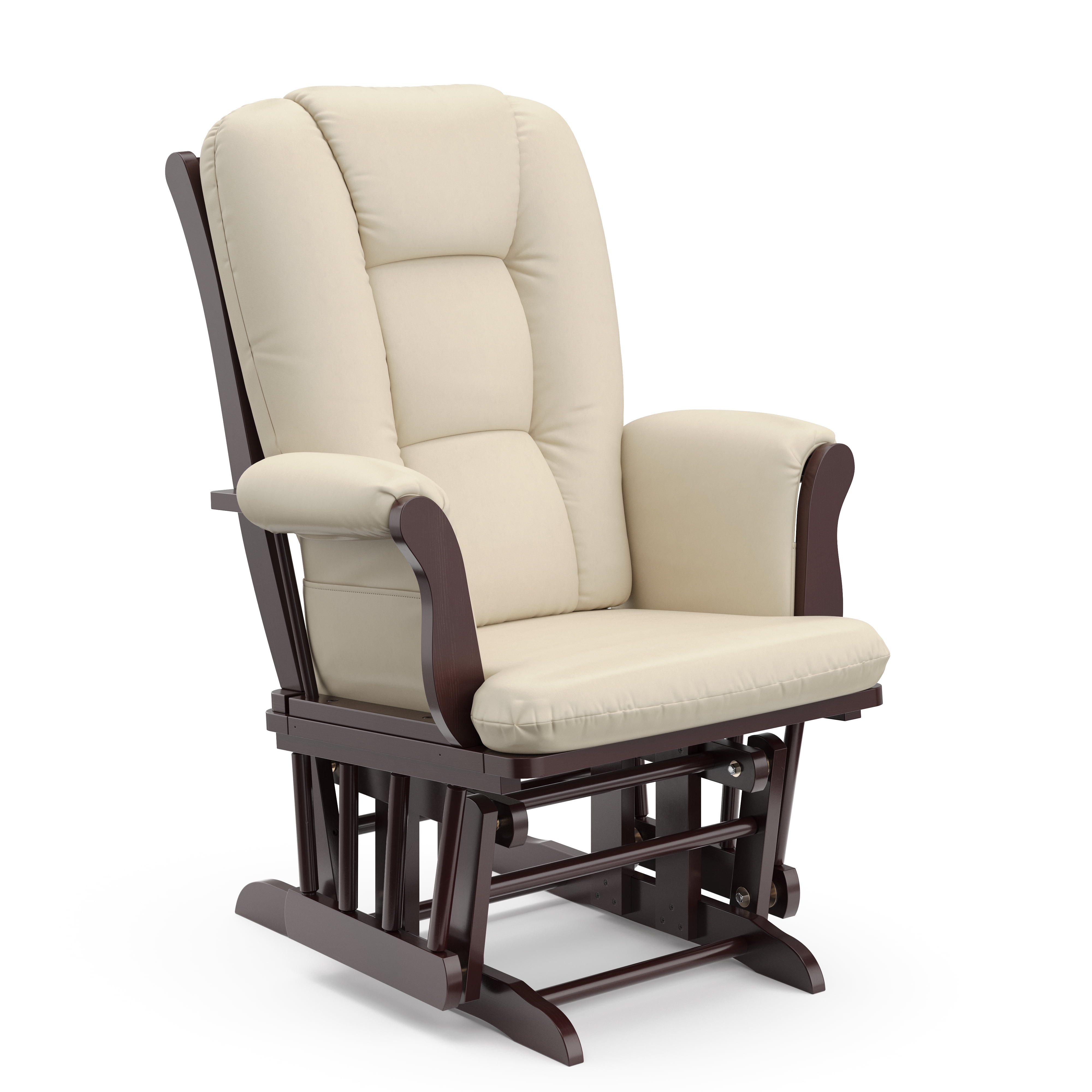 storkcraft bowback glider and ottoman espresso with beige