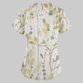 thumbnail image 7 of EHTMSAK Scrubs Tops for Women with Pockets Floral with Pocket Short Sleeve V-Neck Tops Working Uniform Cartoon Print Blouse Yellow S, 7 of 7