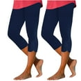 thumbnail image 2 of Frostluinai 2 Pack Womens Yoga Capri Pants High Waist Stretchy Leggings Solid Slim Fit Sporty Capris for Summer Beach, 2 of 6