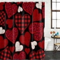 thumbnail image 2 of Valentine's Day Bathroom Shower Curtains with 12 Hooks Waterproof Shower Curtain for Stalls and Bathtubs Red Black Love Hearts Plaid Romantic Decorative Bathroom Privacy Curtain 72x78 Inches, 2 of 9