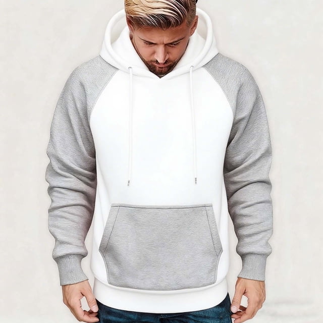 Xuniizn Mens Fleece Hoodies Pullover, Windproof Color Block Drawstring Kangaroo Pocket Climbing Running Outdoor Sweatshirts, Soft Comfortable Thick Thermal Tops, S-2XL