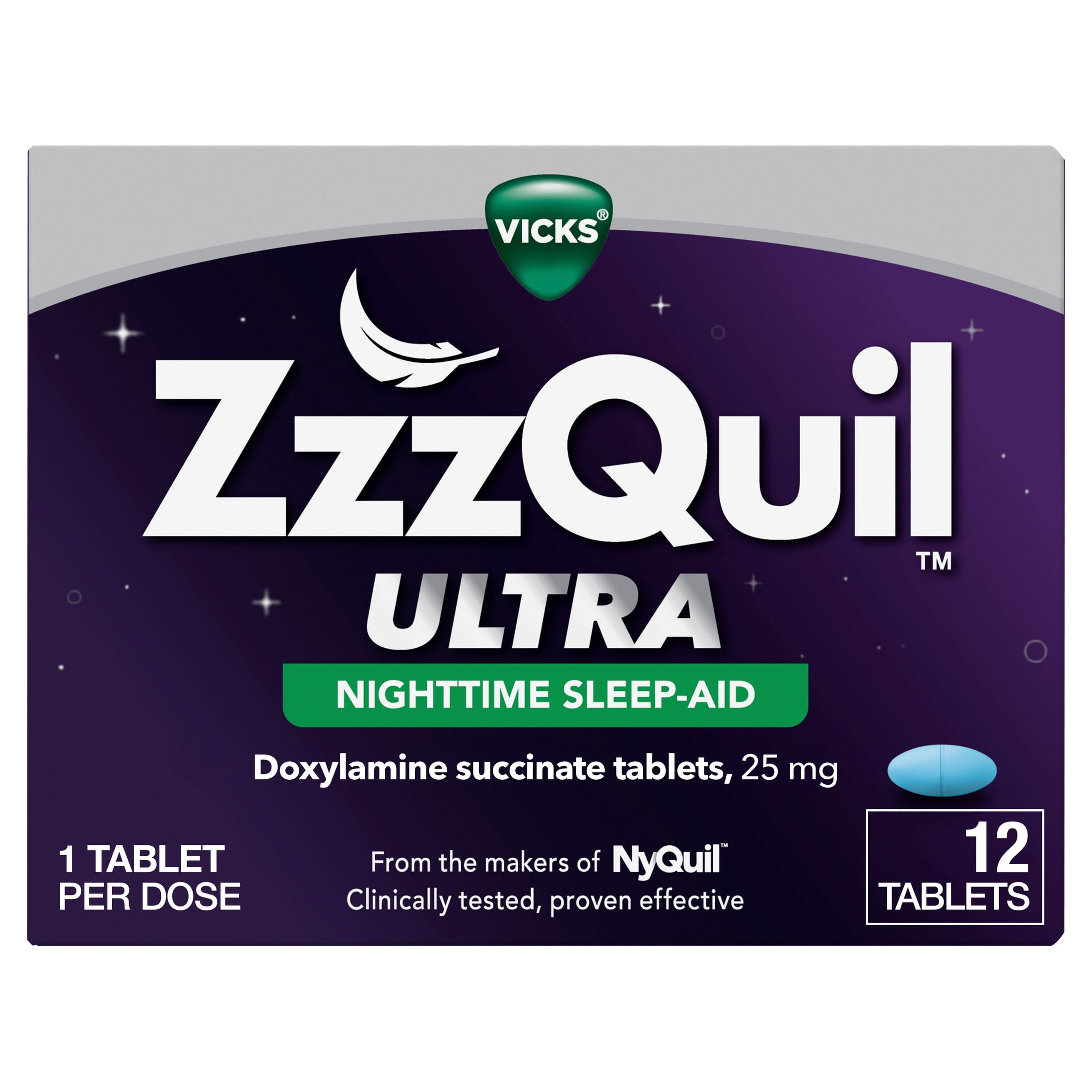 (2 pack) ZzzQuil ULTRA, Sleep Aid, Doxylamine Succinate 25mg, Sleep Aids for Adults, 12 Tablets